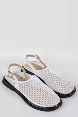 Туфлі в білому кольорі з сітчастим верхом великих розмірів