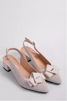 Кремовые кожаные туфли с объемным акцентом больших размеров