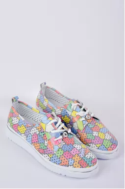 Туфли спортивные кожаные с многоцветным верхом больших размеров