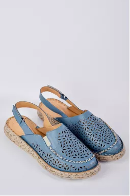 Туфли с цветочным вырезанным орнаментом в цвете деним больших размеров