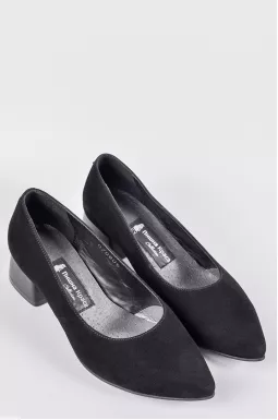 Чорні замшеві туфлі-лодочки на пишні ніжки великих розмірів