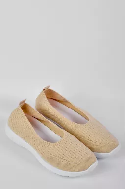 Бежеві текстильні спортивні туфлі з текстурним верхом великих розмірів