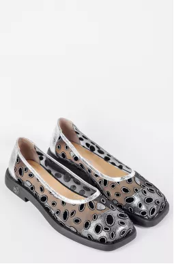 Туфли с сетчатым верхом и серебристыми вставками больших размеров