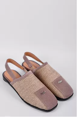 Туфли в песочном оттенке с фактурным текстилем больших размеров