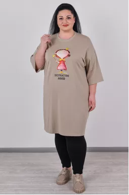 Туніка довга з оригінальним мультяшним принтом великих розмірів