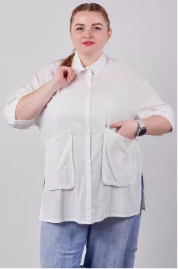 Туніка пряма на ґудзиках та з накладними кишенями великих розмірів