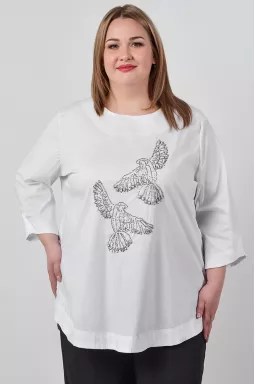 Туніка з декоративним оформленням у вигляді птахів великих розмірів