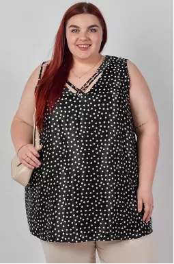 Туніка-майка з контрастним принтом і виразним верхом великих розмірів