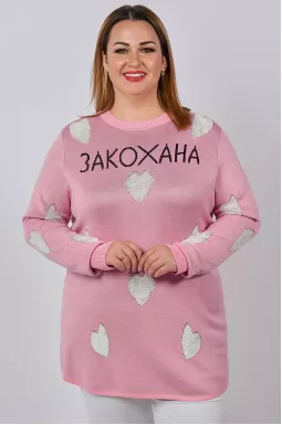 Туніка з фактурними серцями та контрастним написом великих розмірів
