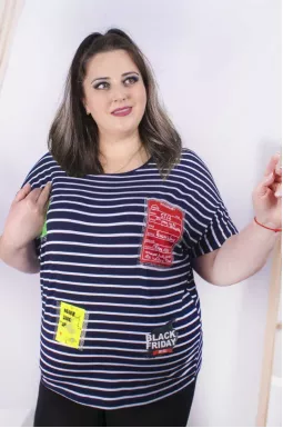 Футболка короткая полоска батал