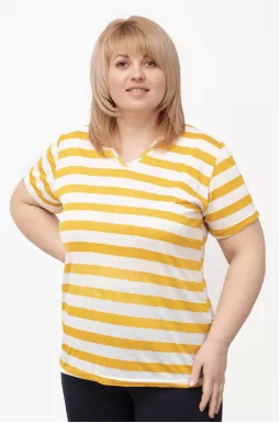 Трикотажная футболка в горизонтальную полоску супер батал