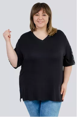  Футболка трикотажная с кружевом супер батал