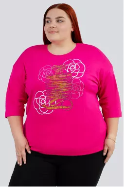 Футболка трикотажная с блестками супер батал