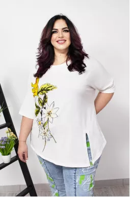 Футболка длинная с разрезом супер батал