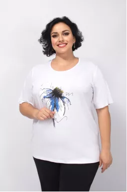 Длинная футболка с ромашкой супер батал