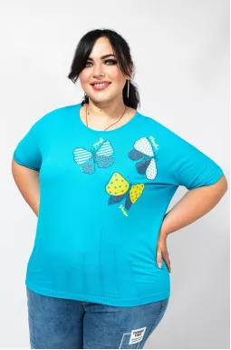 Футболка трикотажная с бабочками батал