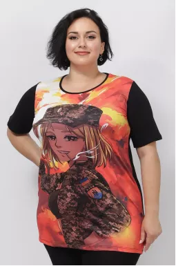 Футболка длинная с принтом больших размеров супер батал