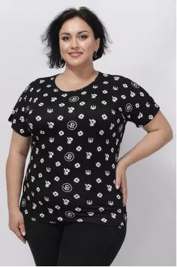 Футболка короткая в принт больших размеров супер батал