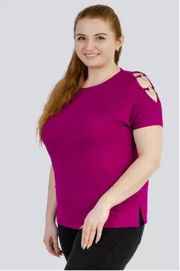 Футболка з декором на рукавах великих розмірів