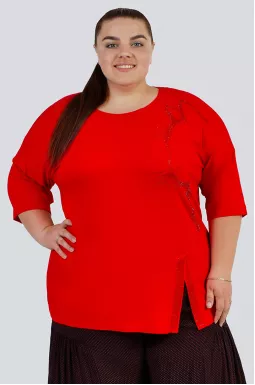 Футболка з розрізом та блискітками великих розмірів