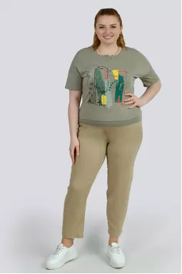 Футболка трикотажная с принтом больших размеров