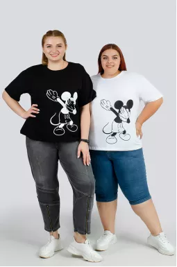 Футболка с принтом Микки больших размеров