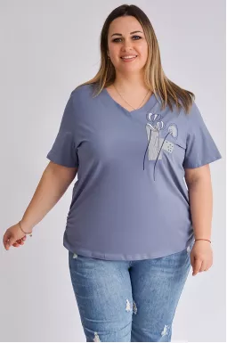 Футболка с вышитым декором больших размеров