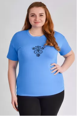 Футболка длинная с небольшим принтом больших размеров