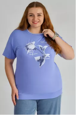 Футболка с цветочным принтом и надписями больших размеров