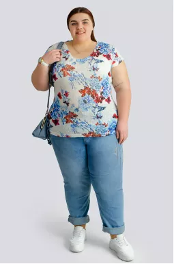 Футболка в растительный принт больших размеров