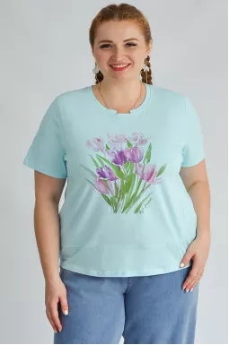 Футболка трикотажная с принтом больших размеров