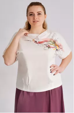 Футболка короткая трикотажная с принтом больших размеров