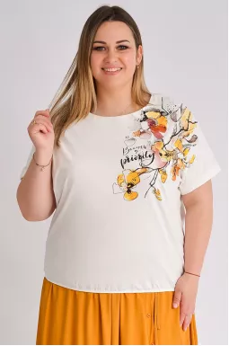 Футболка с растительным принтом больших размеров