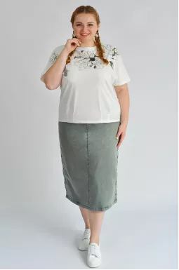 Футболка коротка з абстрактними квітами великих розмірів