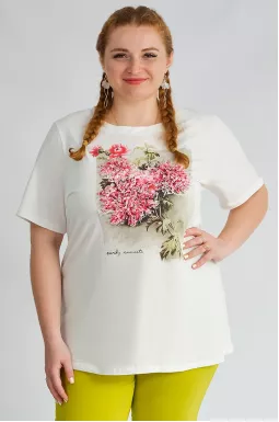 Длинная футболка с цветочным декором больших размеров