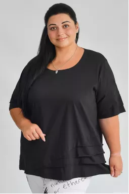 Черная футболка с декорированным низом больших размеров