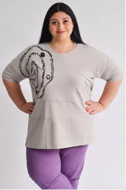 Футболка серая с принтом больших размеров