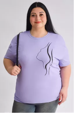 Футболка трикотажная с минималистичным принтом больших размеров