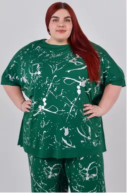 Футболка зі сріблястим абстрактним принтом великих розмірів