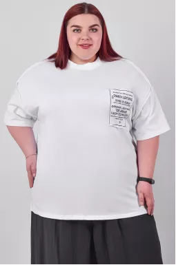 Футболка довга з декоративною нашивкою великих розмірів