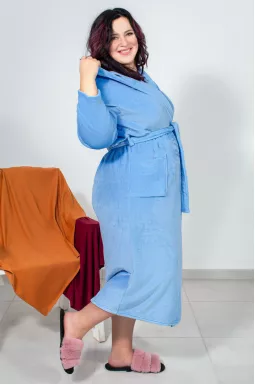 Длинный махровый халат с капюшоном супер батал