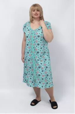 Халат с застежкой молнией и коротким рукавом батал