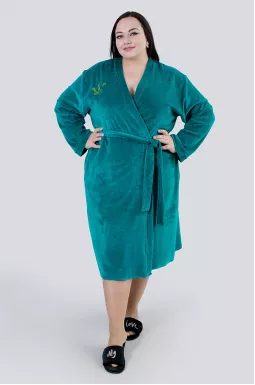 Халат довгий велюровий з поясом супер батал