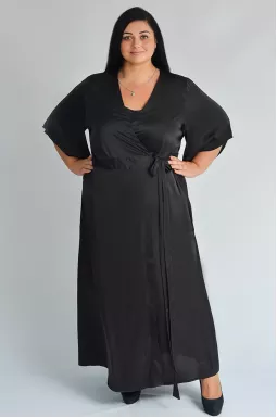 Халат длинный шелковый на запах супер батал