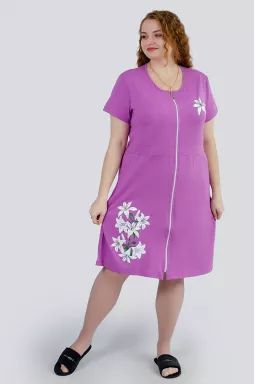 Халат з блискавкою і квітковим принтом батал