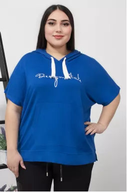 Худі з коротким рукавом і кишенею кенгуру батал