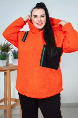 Худі зі штучного хутра яскравих кольорів батал