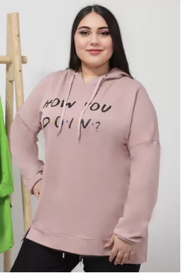 Комфортное трикотажное худи с надписью супер батал