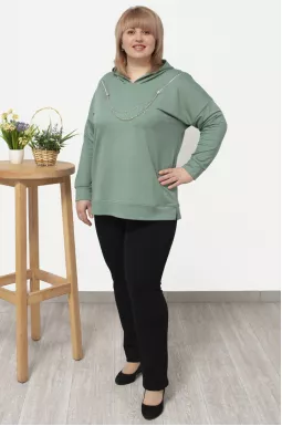 Худи с украшением цепочкой батал