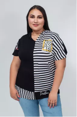 Худі з принтом в смужку та написами супер батал